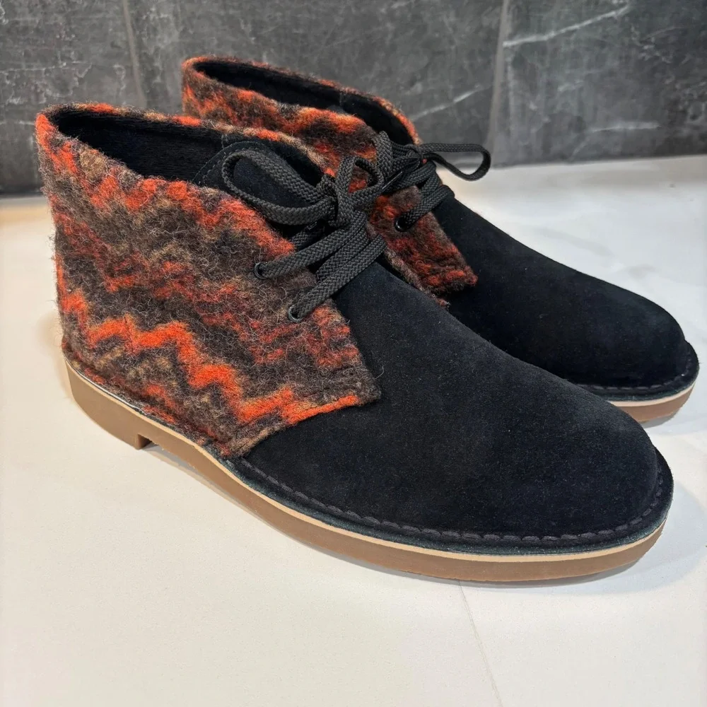 Clarks Men's Buchacre 3 Chukka Ankle Boots Black‎ Leather Wool NWOT Size 9.5